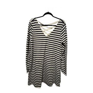 Striped Long Sleeve Dress with Crisscross Back